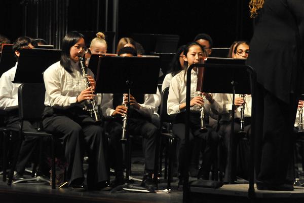 Students performing at the 2023-2024 All County Band Concert